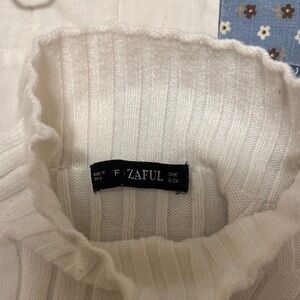 White Ribbed Turtleneck Sweater by ZAFUL